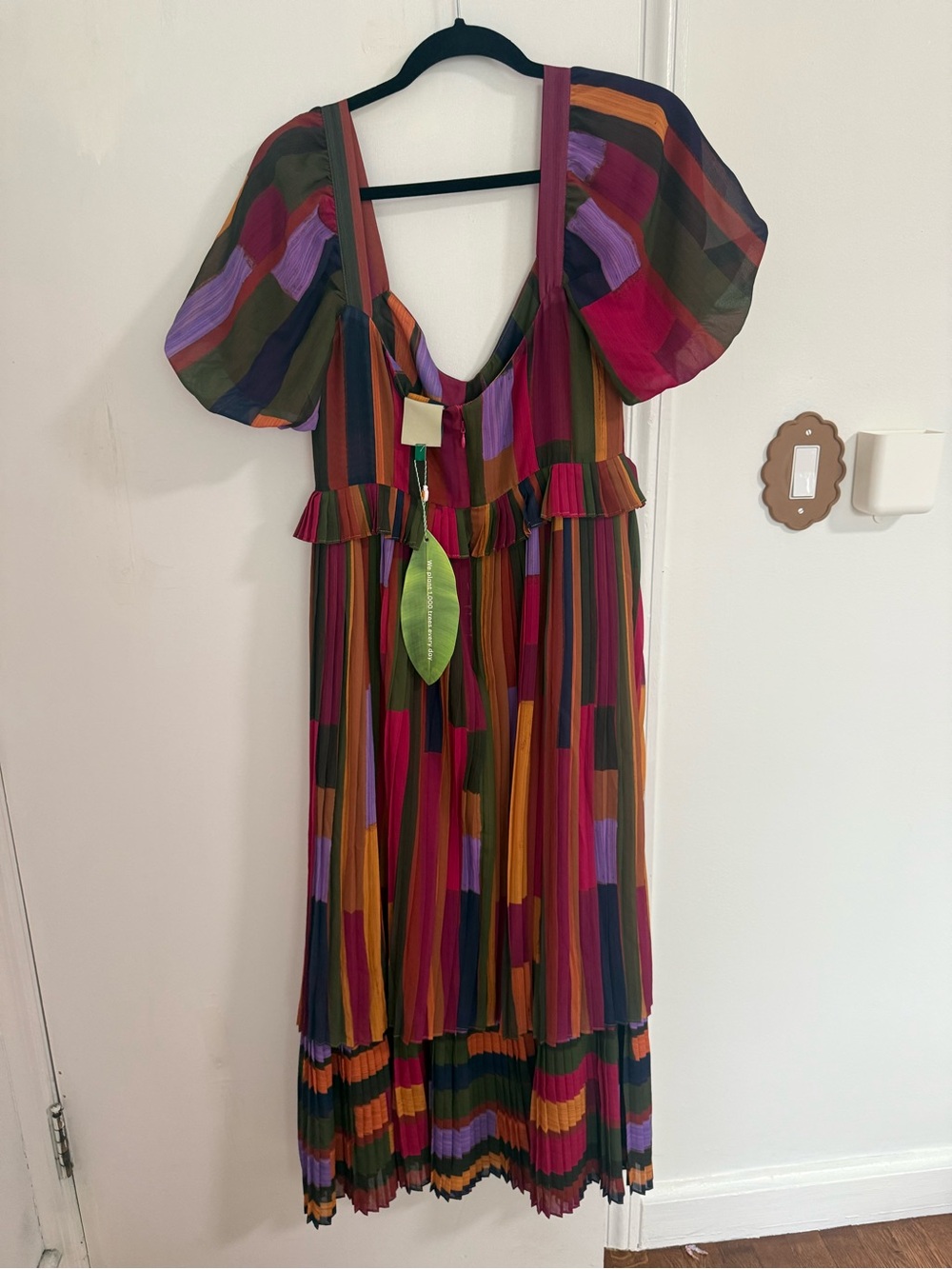 Farm Rio NWT Striped Pleated Midi Dress - Picture 3 of 5